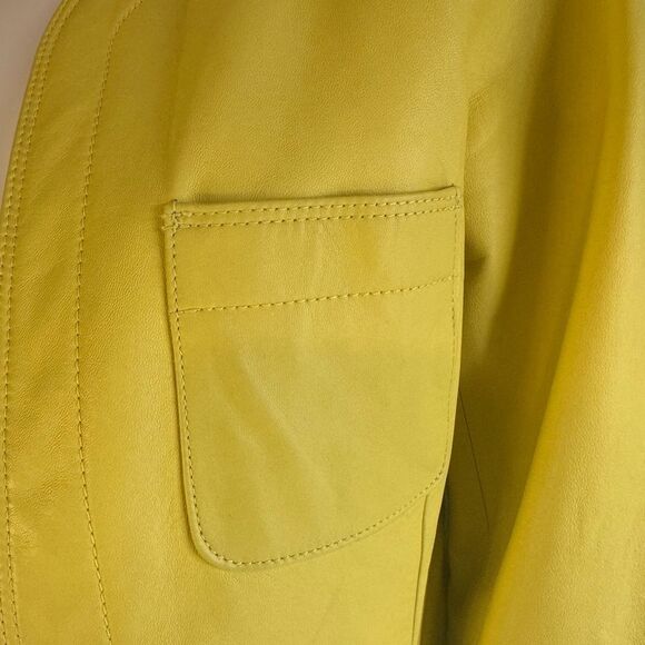 Vintage Yellow Women's Leather Jacket - Picture 3 of 8